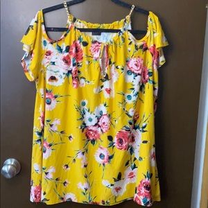 Cold shoulder floral blouse